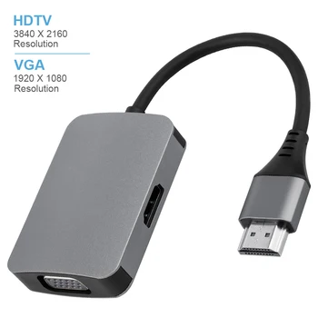 

4 in 1 Usb Type C Hub Usb 3.0 to HDMI 4K Adapter With VGA DC 3.5mm Audio Converter for Macbook Xiaomi Samsung PC