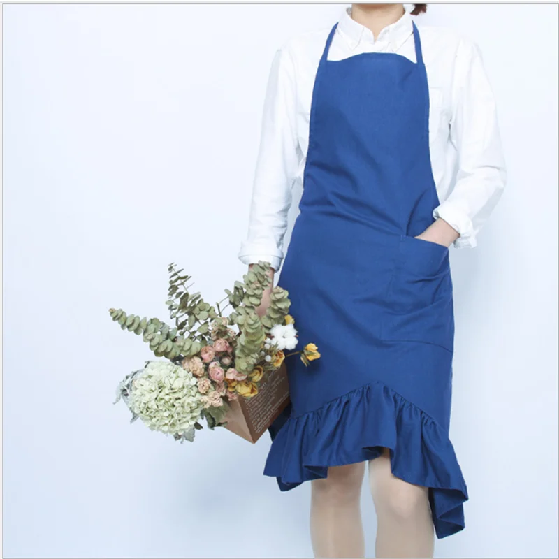 Simple Japanese Cotton And Linen Pleated Butterfly Tail Apron Household Bib Women Housework Kitchen Wrapped Apron