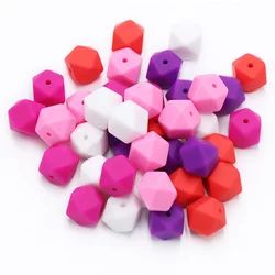 BOBO.BOX Silicone Beads Hexagon Beads 14mm 30pc Food Grade Silicone Teether DIY Pacifier Clips Beads Necklace Baby Teether Pearl