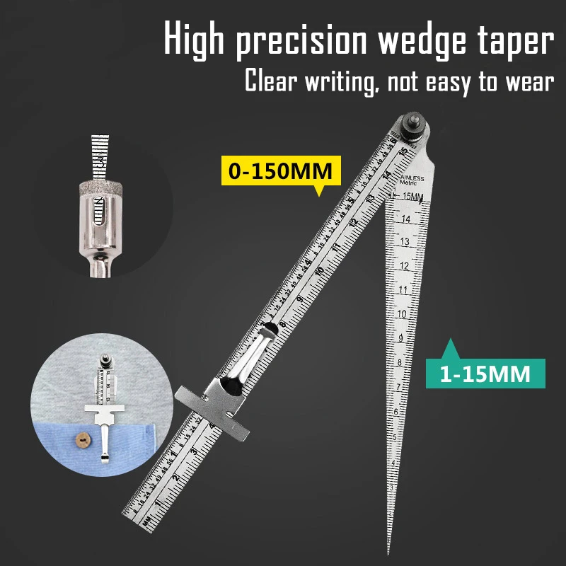 

0-150mm Stainless Steel Taper Welding Feeler Gauge Gage Depth Ruler Gap Hole Inspection for Measurement Tool