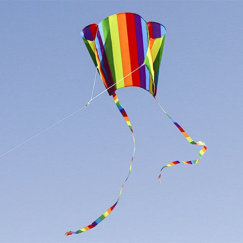 Colorful Rainbow Kite Long Tail Nylon Outdoor Kites Flying Toys For Children Kids Stunt Kite Surf Without Control Bar and Line