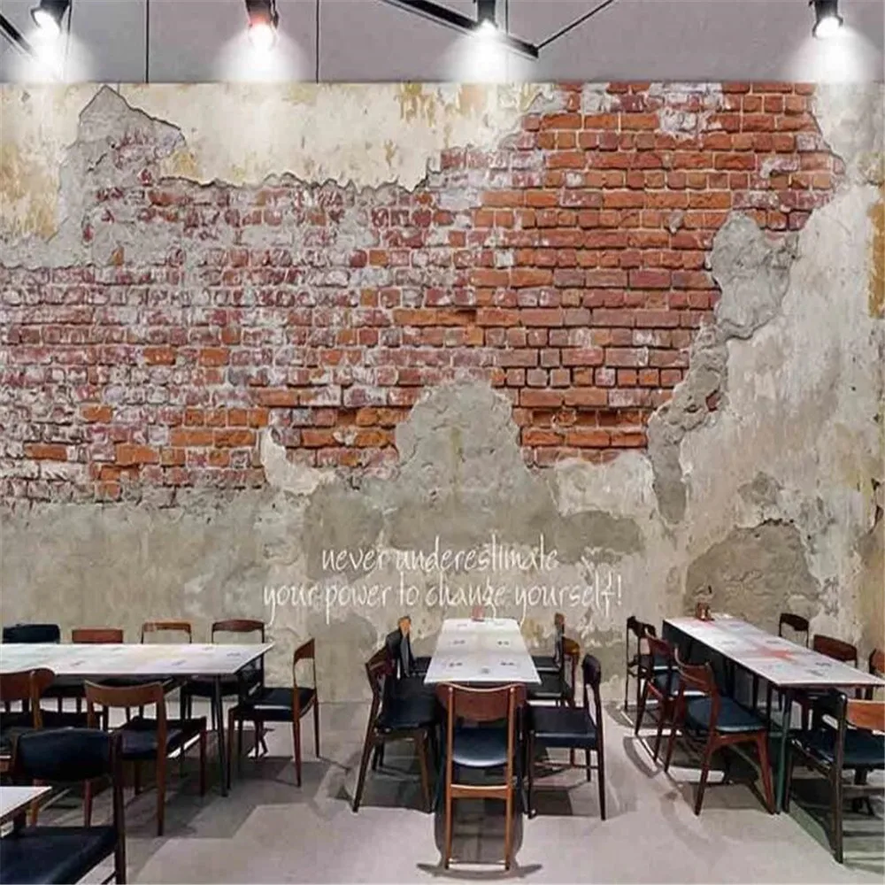 Milofi large non-woven wallpaper mural retro cement brick wall brick pattern cafe KTV restaurant tooling background wall new chinese japanese wallpaper 3d art mural classical bamboo woven straw vintage wallcovering restaurant antique tv background