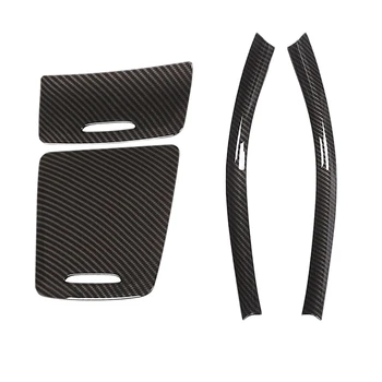 

2 Pcs Black Chrome Center Console Decoration Strips Trim for Mercedes Benz & 2 Pcs Carbon Abs Center Storage Box Panel Trim Asht