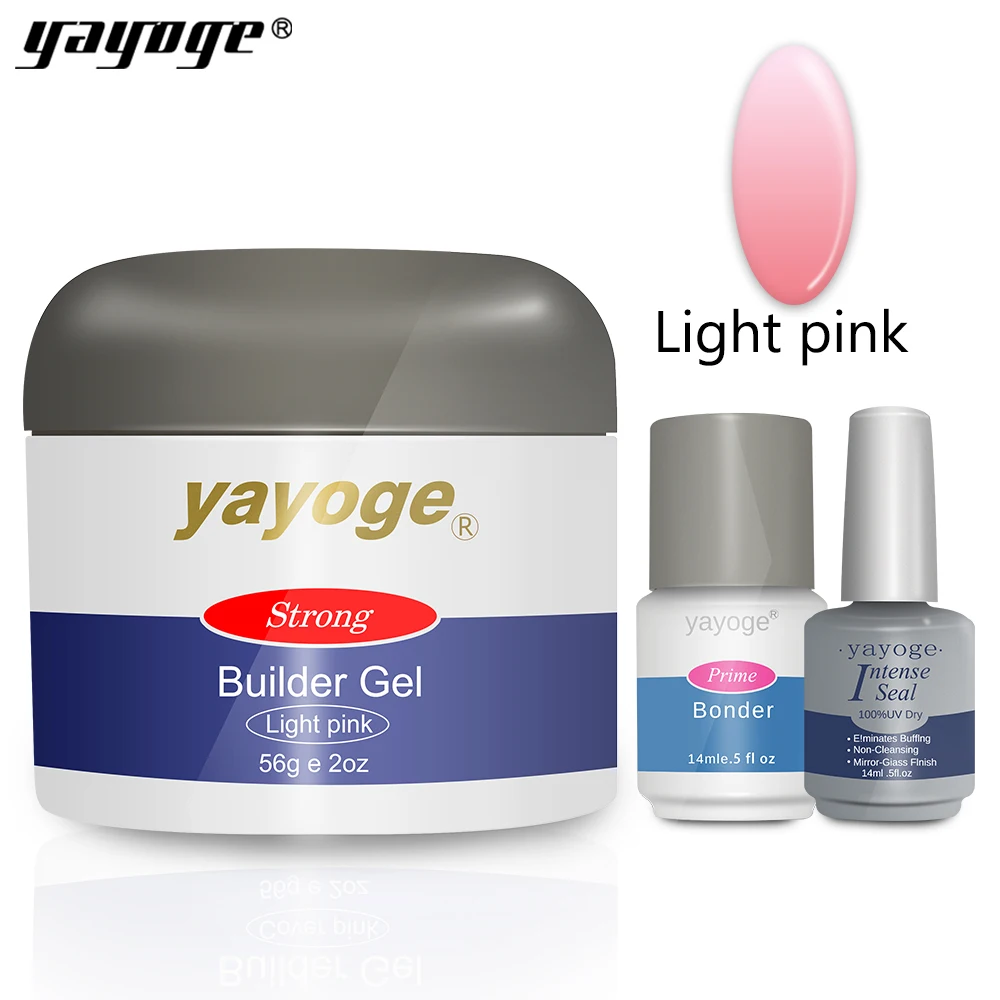 light pink Yayoge набор гелей для наращивания ногтей, 7 цветов, Гель-лак для замачивания, полистроительный гель с кончиками для ногтей, для дизайна ногтей, 56 мл - Цвет: light pink