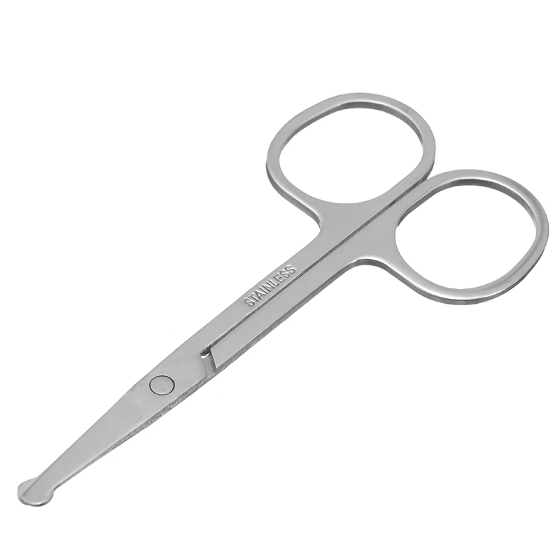 Mayitr 100% New 1pc 3.5" Stainless Steel  Mini Portable Curved Mustache Nose Ear Hair Remover Scissor Trimmer Safety Tips