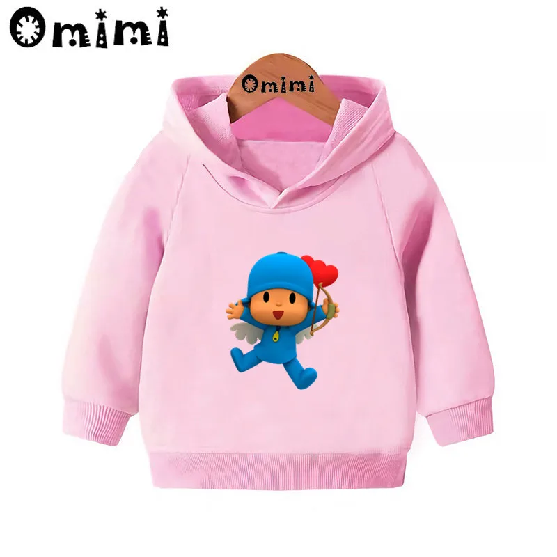 Pocoyo/милые детские свитшоты с героями мультфильмов; детские толстовки с капюшоном; крутой пуловер для малышей; топы для девочек и мальчиков; осенняя одежда; KMT5313