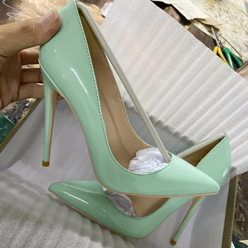 huiswerk Factuur Transparant 12cmwomen's high heel shoes, bright narrow toe Stilettos, mint green, 8cm,  10cmlight green heels|Women's Pumps| - AliExpress