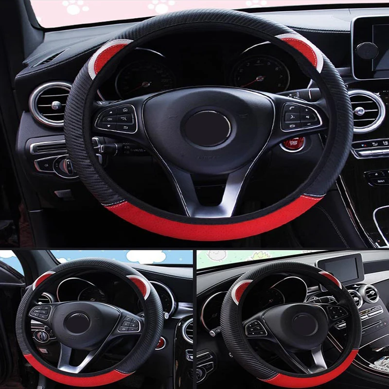 Кошачий карбоновый чехол рулевого колеса автомобиля Противоскользящий для Toyota Corolla Avensis RAV4 Yaris Auris Hilux Prius verso MG 3 ZR Buick