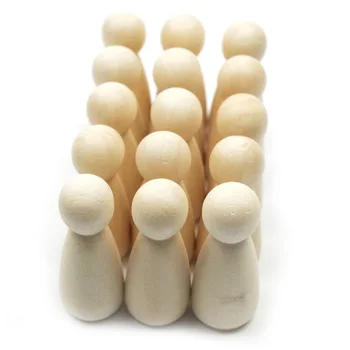 

100Pc/Lot Girls Peg Dolls 1.35 Inch Solid Hardwood Natural Unfinished Turnings-Ready For Paint Or Stain- Wooden People
