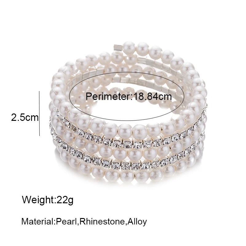 Модный Искусственный жемчуг браслет цельный ручной работы эластичные браслеты с кристаллами для женщин ювелирные изделия для свадебной вечеринки
