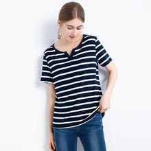 Лето, стиль, Европа и Америка, женское платье, модная полосатая футболка с коротким рукавом, женская мода, большой размер