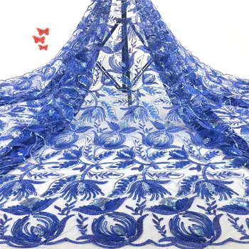 

Madison Embroidery African Tulle Mesh Lace Fabrics with Sequins High Quality Nigerian Net Lace Fabric for Women Wedding Dress