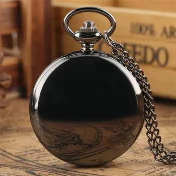 

Smmoth Black Pocket Watch for Men Minimalist Roman Numerals Necklace Pendant Watch with Chain Gift for Women Drop Shipping