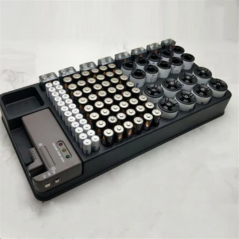 

Battery Storage Organizer Holder with Tester - Battery Caddy Rack Case Box Holders Including Battery Checker For AAA AA C D 9V