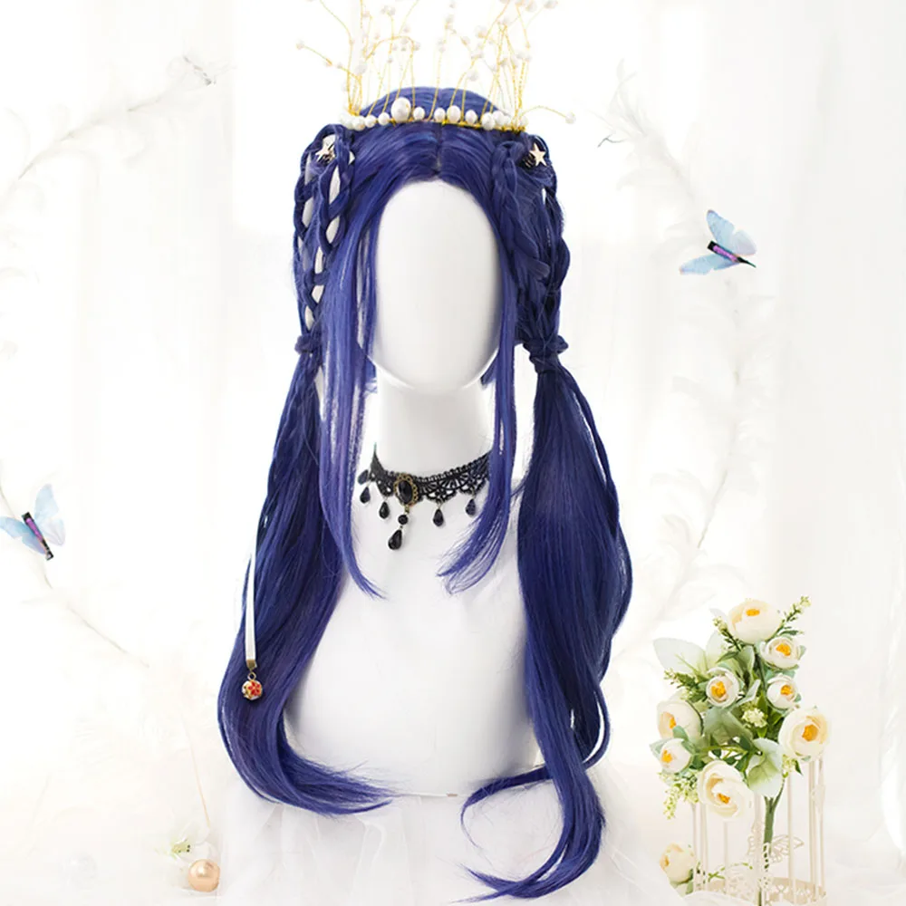

CosplayMix Halloween Party Lolita Cute Girl Long straight Hair 56CM Royal Blue Heat Resistant Synthetic Cosplay Wig+Cap