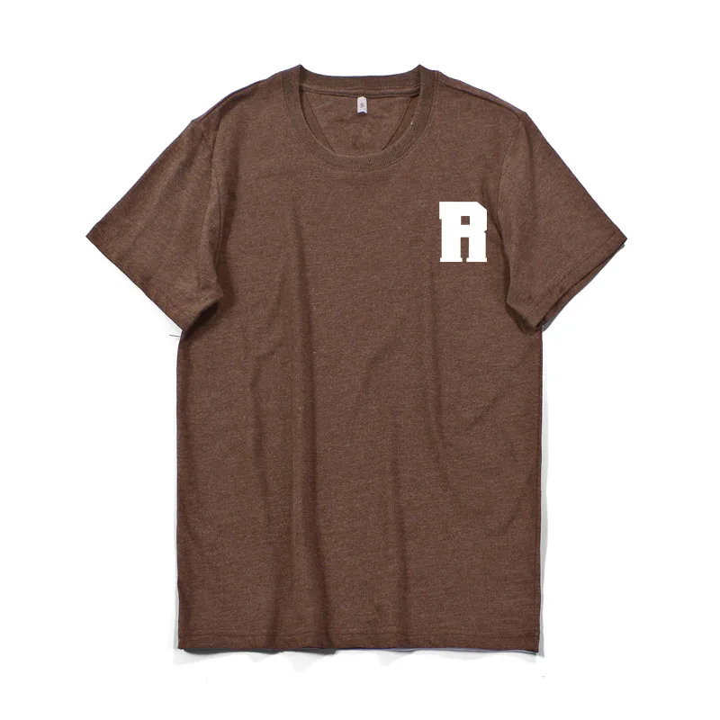 Простая Мужская хлопковая футболка Stlyle с буквенным принтом R классный короткий