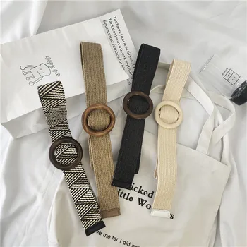 

boho braided belt wood buckle summer vacation dress wide belt mori girls