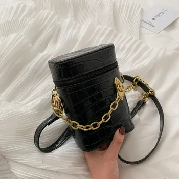 

2020 spring new Korean female stone pattern bucket bag retro chain female bag wild messenger mobile phone bag wholesale