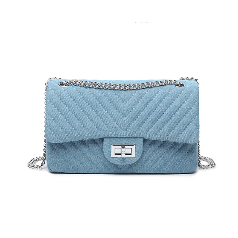 

Women's Denim V Lines Designer Handbag Flap OL Fashion Crossbody Bag Shoulder Bag for Office Daily