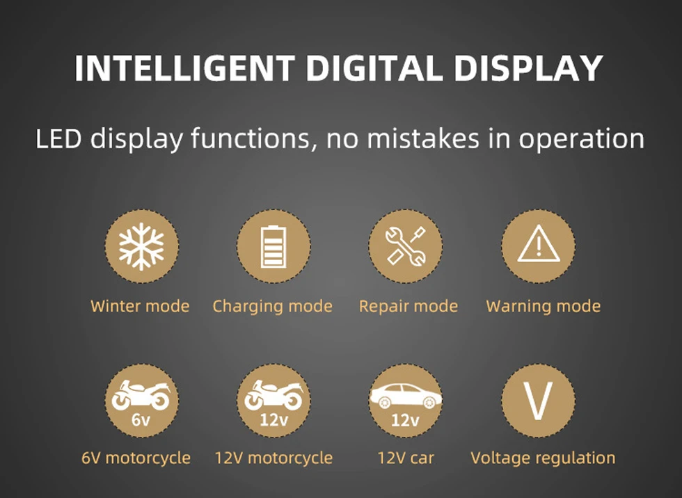 8-этап автоматический автомобильный аккумулятор зарядное устройство 6 в 12 В Интеллектуальный автоматический импульсный ремонт вспомогательный ЖК-дисплей Быстрая зарядка для мотоцикла