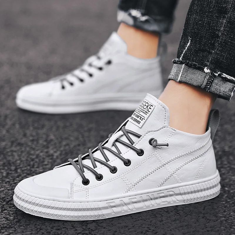 

Hight-top White Shoes Men's Korean-style Versatile MEN'S SHOES Trendy Shoes 2019 Autumn New Style Trend Men Mid-top Casual Board