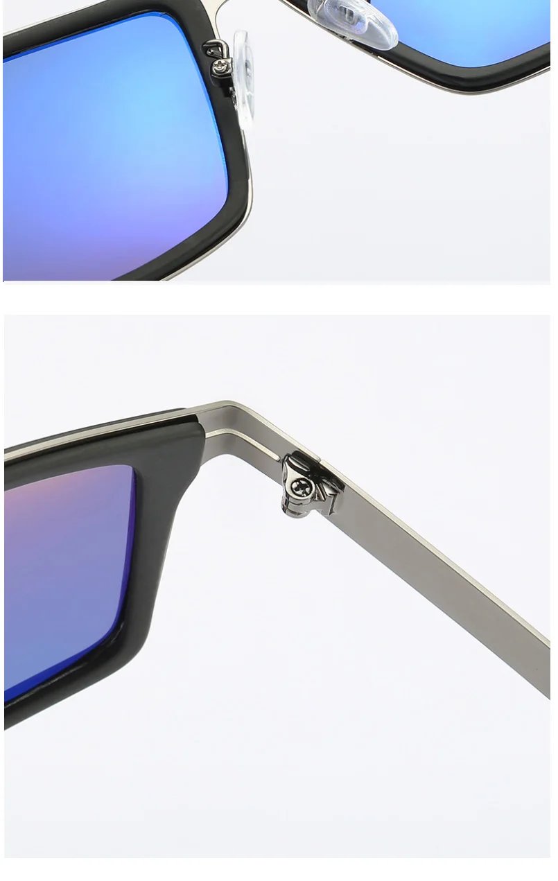 Q·VISELD Polarized Sunglasses Men Square Mirror Metal Sun Glasses Fashion Classic UV400 High Quality Driving Sunglass