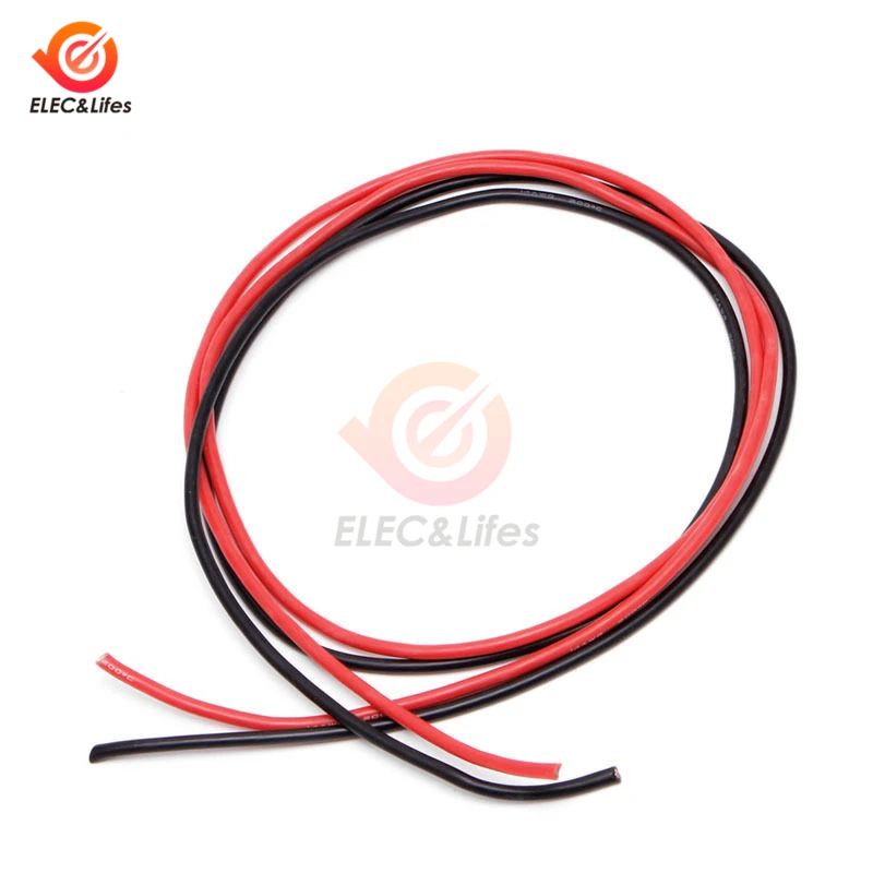 1 Set 14 AWG Gauge Wire Flexible Silicone Stranded Copper Cables 2m For RC Black 1M+ Red 1M silicone wire 14AWG