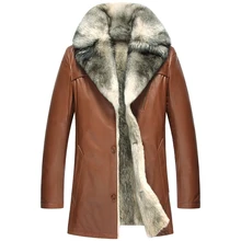 Волчья шерсть лайнер зимняя мужская кожаная куртка овчина мех один теплый натуральная кожа пальто трава подкладка мужские зимние куртки пальто