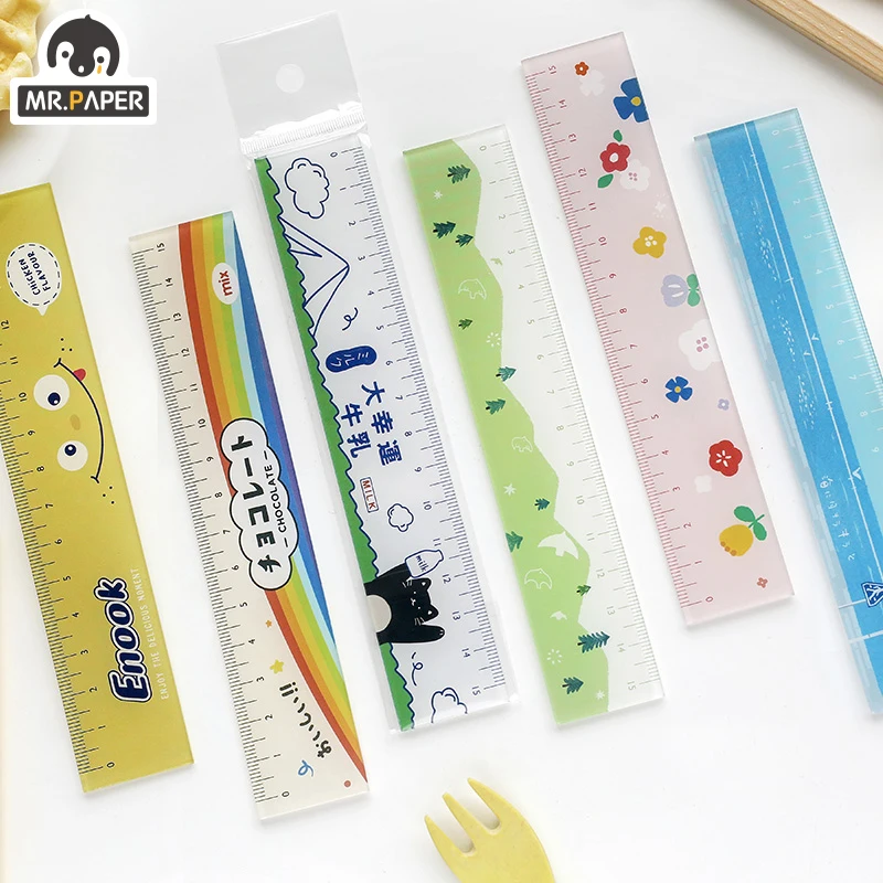 

Mr.paper 8 Designs 15cm Acrylic Snack Color Ruler Multifunction DIY Drawing Rulers For Kids Students Office School Stationery