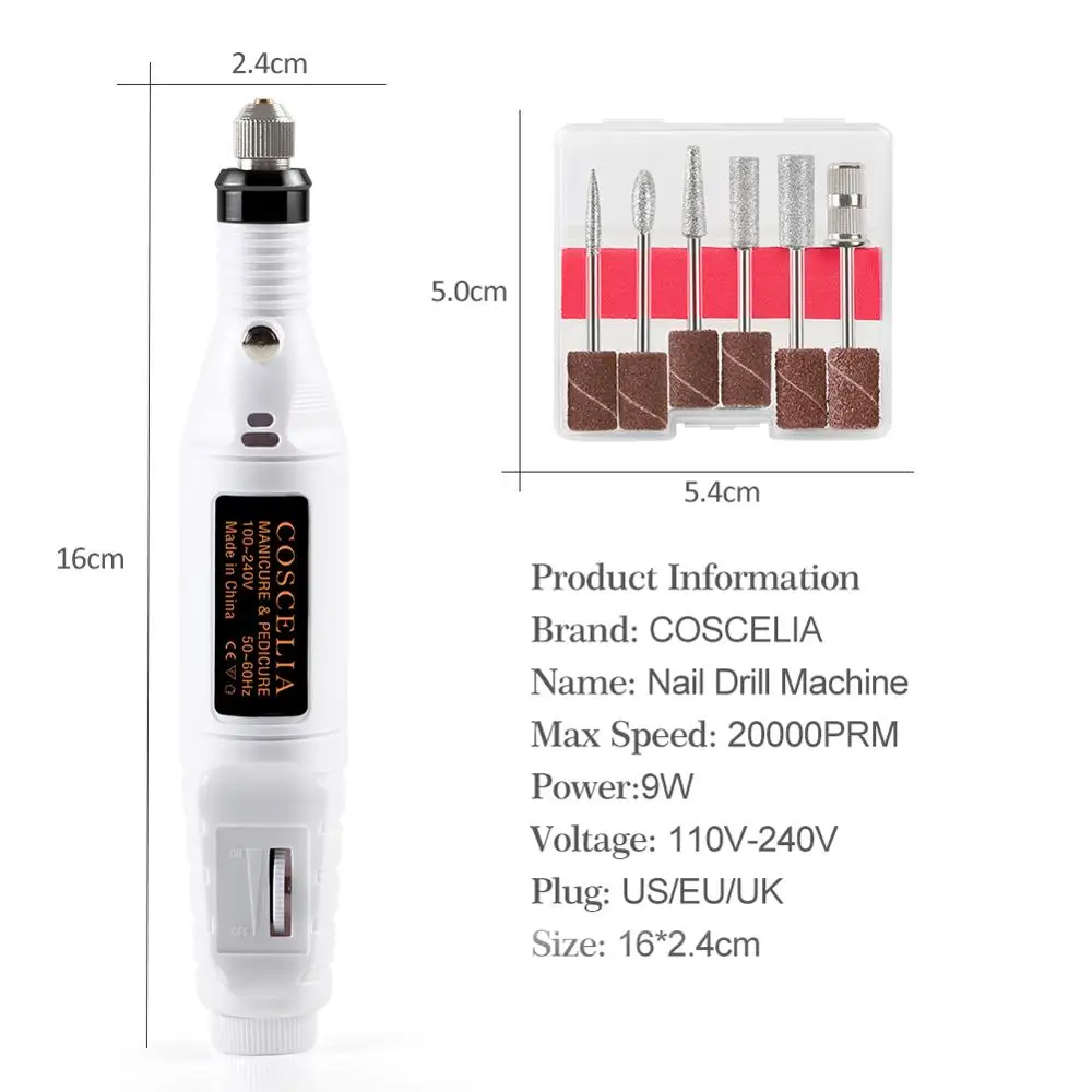 1set Power Professional Electric Manicure Machine Nail Pen Shape Pedicure File Polish Tool Feet Car