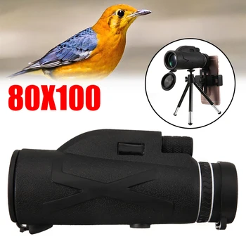 

New 80X100 Zoom HD Lens Prism Hiking Monocular Telescope Clip Tripod Compatible for Mobile Smart Cell Phone Camera Lens