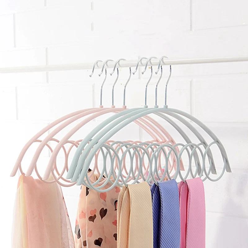 

Nordic Style 5 Ring Non-slip Plastic Hanger Storage Hangers For Clothing Scarf Tie Belts Holder Closet Organizer Storage Shelves