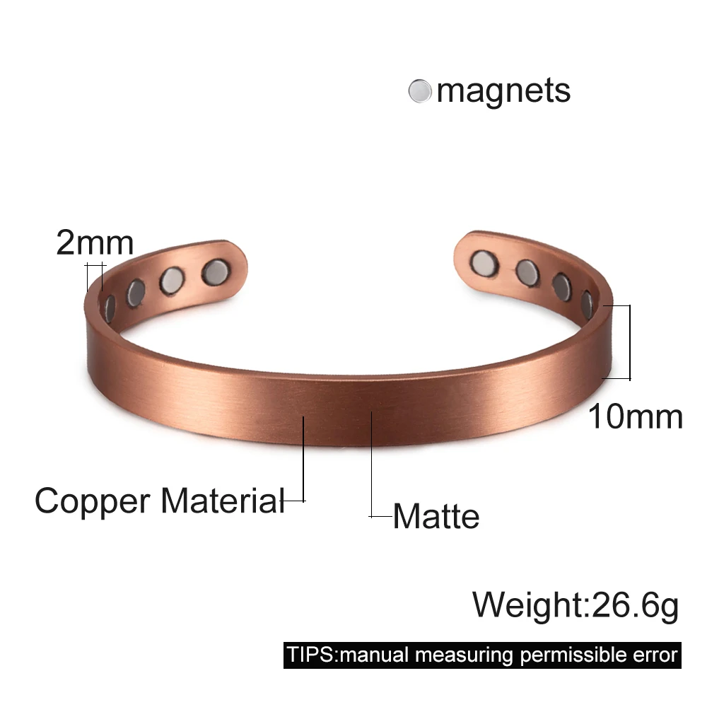 Magnetic Bracelet Bangle Bracelet Vinterly Matte Pure Copper Magnetic Bracelet Men Arthritis Adjustable High Magnets 10mm Cuff Bangles Health Energy Jewelry Male