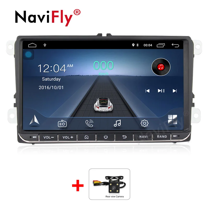 NaviFly 9 дюймов Android8.1 автомобильный Мультиплеер для Volkswagen golf 6 touran passat B7 Skoda сиденье с gps Навигатором Радио BT RDS - Цвет: add camera