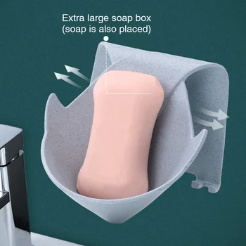 

Hanging Soap Holder Rack Home Decor Space Saving Wall Mount Self Adhesive Punch-free Bathrooms Drain Shower Dispenser Decoration