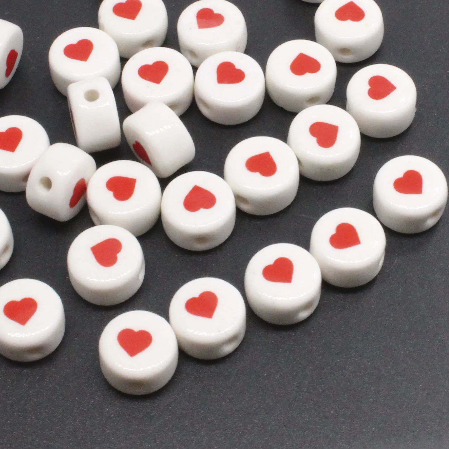 

5PCS Heart pattern Ceramic Beads For Jewelry Making DIY Accessories 12mm