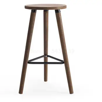 

All solid wood bar chair stool high bar counter chair simple modern high chair hotel front desk coffee