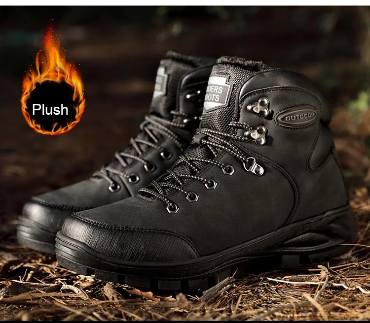 Зимняя горная обувь, уличная походная обувь для мужчин, высокие плюшевые походные ботинки, обувь для прогулок, тренировочная походная обувь, мужские кроссовки