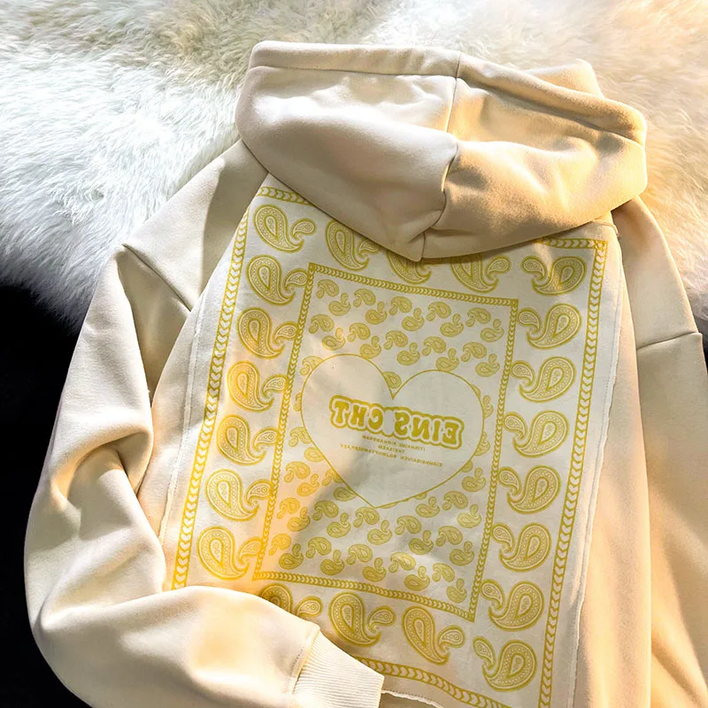 

Y2K Hip Hop Gothic Vintage Cashew Print Loose Harajuku Hoodie Women Sweatshirts Fashion Tops Streetwear Pullover Gothic Autumn