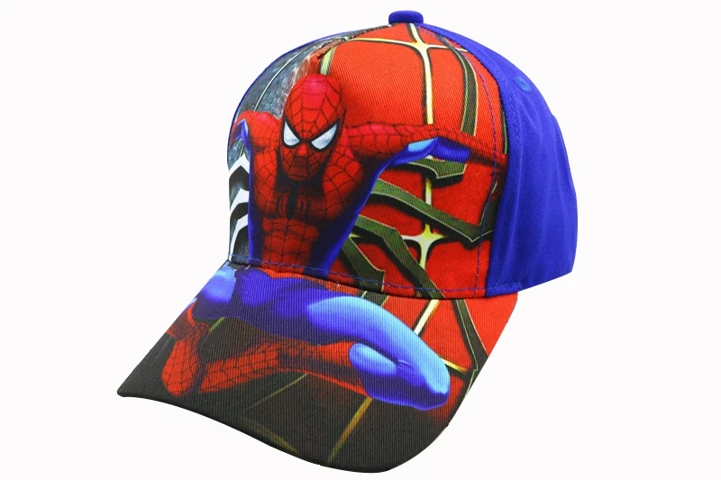 С рисунком «Человек-паук» на все сезоны детская Регулируемый головной убор Для детей возрастом от 2 до 8 лет мультяшная бейсболка детские шляпы для косплея - Цвет: red blue 2