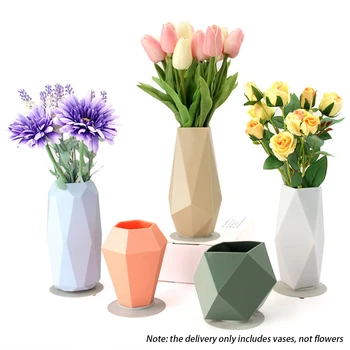 

Bedroom Multifunction Hotel Flower Pot With Suction Cup Geometric Silicone Vase Set Restaurant Party Wedding Living Room Office