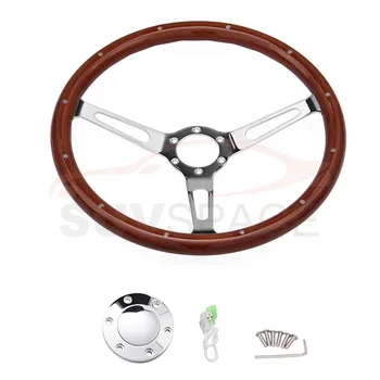 

BRAND New 380MM 15Inch Wood Steering Wheel & Horn Button 6 Hole for Chevy GMC C10