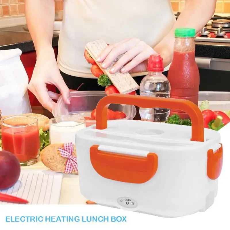 

Multi-function Electric Heating Lunch Box Household Food Heater Rice Container Dinnerware Stainless Steel Liner ABS Shell