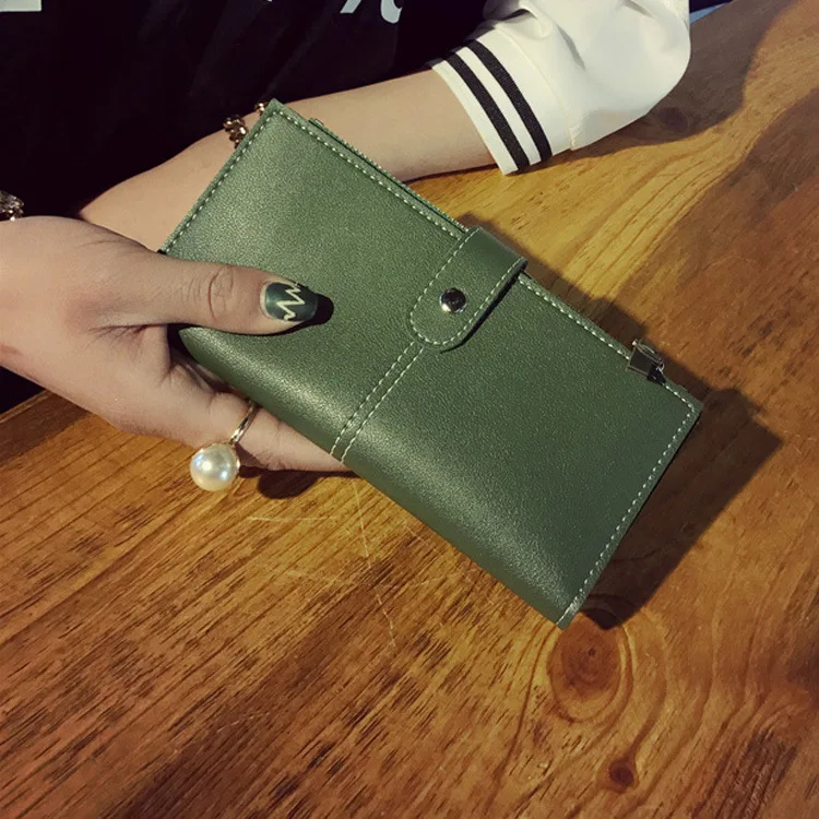 

2019 New Style Multi Card Bit 1 off Women's Wallet Magnetic Snap Solid Color Simple WOMEN'S Bag Mid-length
