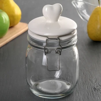 

Bank for bulk products with a pull-type lock "Heart", white