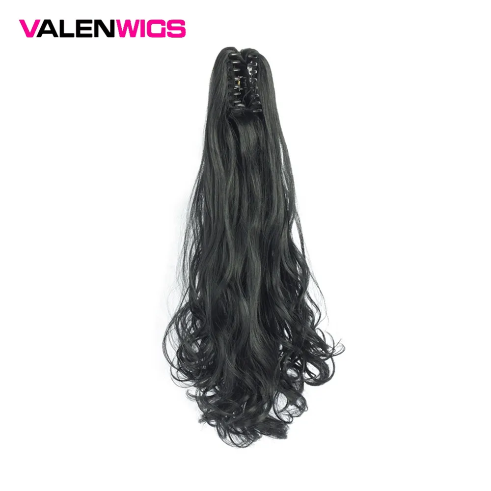 

Valentwigs Instant Ponytail 22'' Long Wavy Claw Ponytail Clip On Synthetic Hair Extension Pure Color Claw Jaw in Fake Hair piece