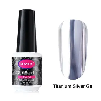 

CLAVUZ 8ml Titanium Silver Nail Art Gel Varnish Metalic Color LED UV Gel Nail Polish Soak Off Nail Art Manicure Gel Polish