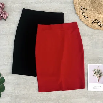 

Spring Summer Women's Skirts Tight Wrap Mini Skirts Stretched Large Elasticity Red Short Pencil Skirts Womens Jupe Femme
