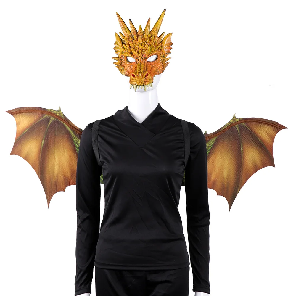 

Adult Halloween Mask Ball Party cosplaypu Nonwoven Fabric Dragon Mask Wings Set