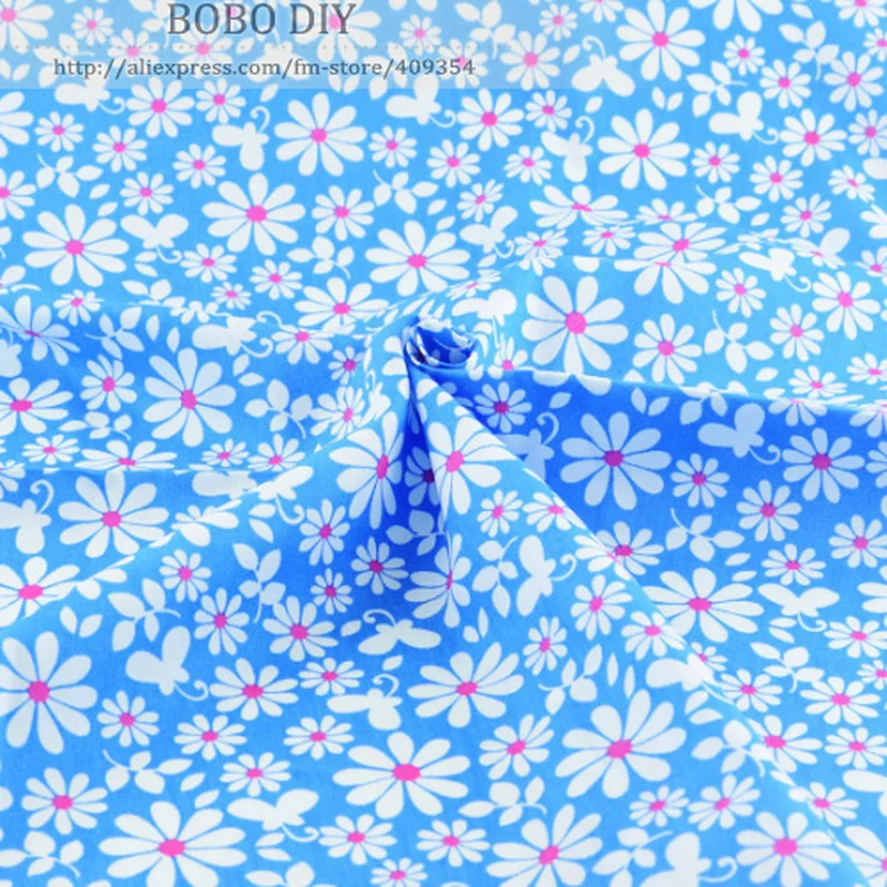 Booksew Telas De Algodon Para Patchwork Sewing Cotton Poplin Fabric Floral Blue Curtain Tablecloth Dress Material African |